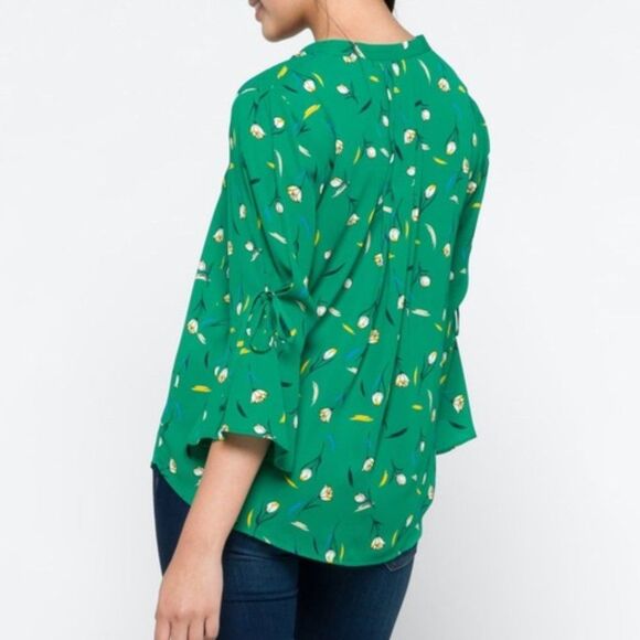 41 Hawthorn Floral Trina Bell Green Blouse Small - Picture 2 of 8